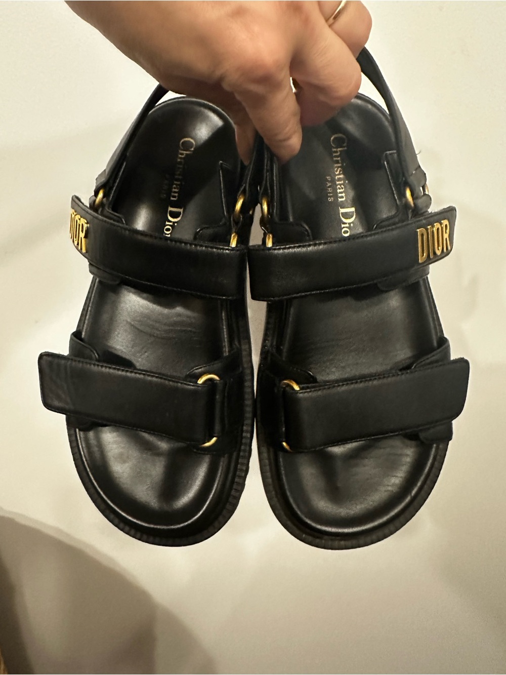 Christian Dior Black Logo Leather Sandals Dioract